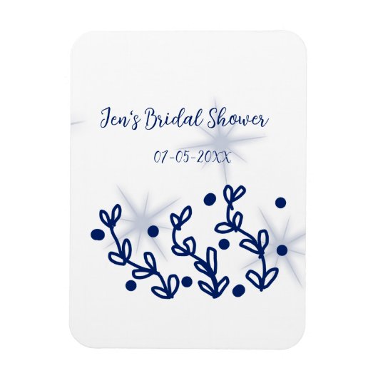 青い星の葉のロイヤルラグジュアリー ブライダルシャワー マグネット (縦)