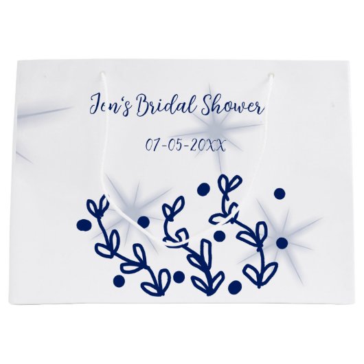 青い星の葉のロイヤルラグジュアリー ブライダルシャワー ラージペーパーバッグ (正面)