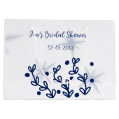 青い星の葉のロイヤルラグジュアリー ブライダルシャワー ラージペーパーバッグ (裏面)