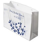 青い星の葉のロイヤルラグジュアリー ブライダルシャワー ラージペーパーバッグ (裏面アングル)