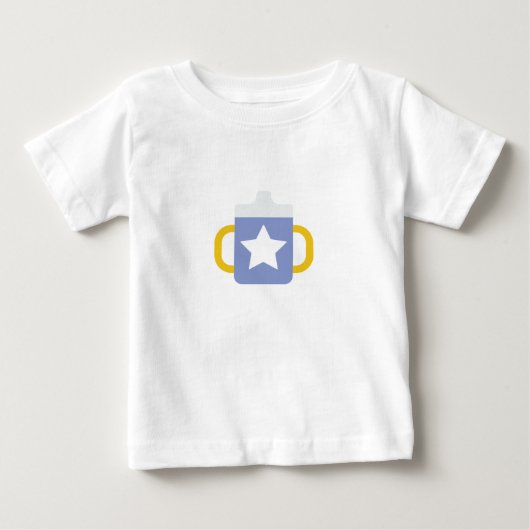 青い星の飲み口付きコップ ベビーTシャツ (正面)