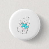 青い星を抱きしめるビションフリーゼの仔犬 缶バッジ (正面)