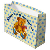 青い星を持つテディベア ラージペーパーバッグ (裏面アングル)
