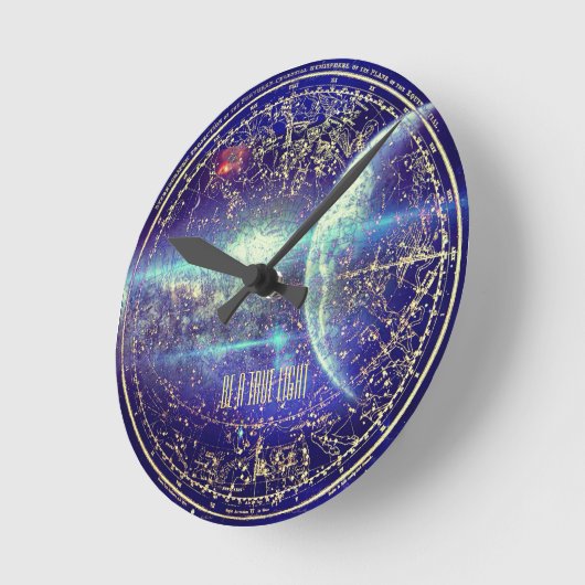 青い星座 ラウンド壁時計 (傾斜)