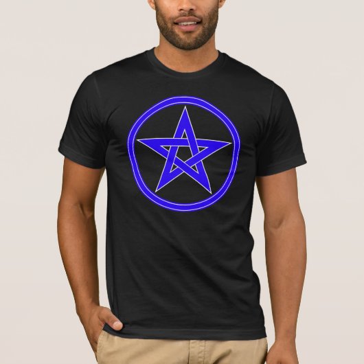 青い星形五角形の五芒星 Tシャツ (正面)