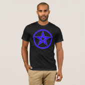 青い星形五角形の五芒星 Tシャツ (正面フル)