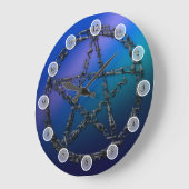 青い星形五角形 ラージ壁時計 (傾斜)