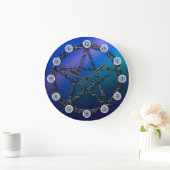 青い星形五角形 ラージ壁時計 (ホーム)