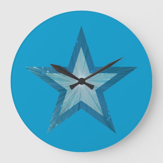 青い星時計（丸い青） ラージ壁時計 (正面)
