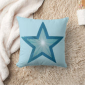 青い星淡い色のの青い四角い背中 クッション (ブランケット)