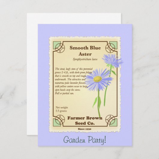 青い星状体の種の包み 招待状 (正面/裏面)