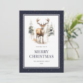 青い星空の夜の水色メリークリスマスカード シーズンカード (スタンド正面)