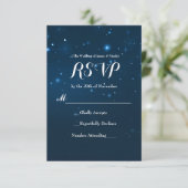 青い星空の結婚式RSVP返信カード 出欠カード (スタンド正面)