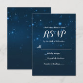 青い星空の結婚式RSVP返信カード 出欠カード (正面/裏面)