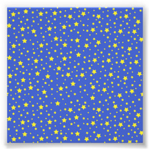 青い星空 黄色い星 かわいい星の光 フォトプリント           