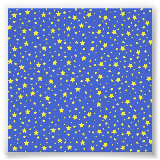 青い星空 黄色い星 かわいい星の光 フォトプリント            (正面)