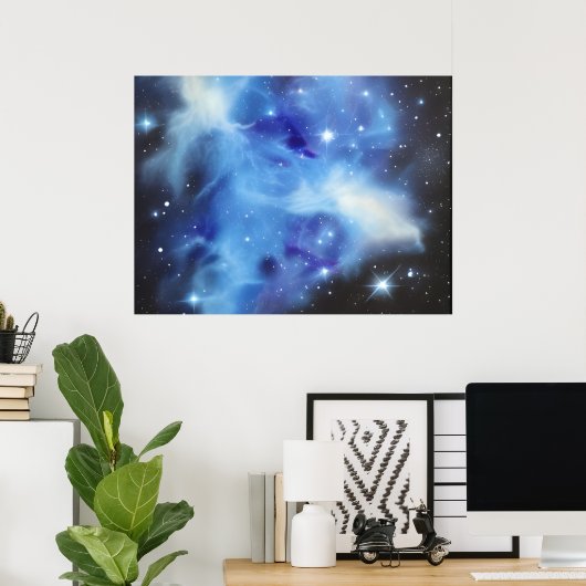 青い星雲の水平宇宙ポスター ポスター (ホームオフィス)