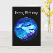 青い星雲銀河系水色 カード (黄色い花)