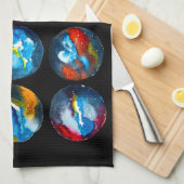 青い星雲銀河系水色 キッチンタオル (四つ折り)