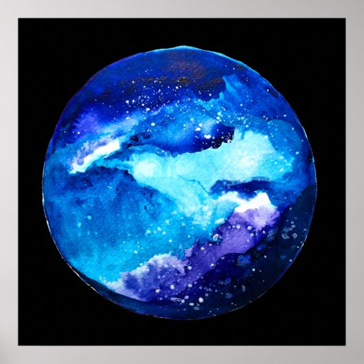 青い星雲銀河系水色 ポスター (正面)