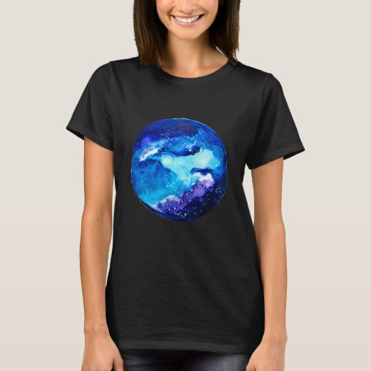 青い星雲銀河系水色 Tシャツ (正面)