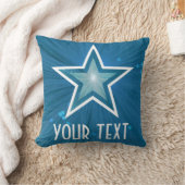 青い星「あなたのテキスト」装飾用クッションの正方形 クッション (ブランケット)