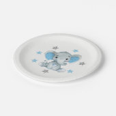 青い星、象のプレート4赤ちゃんシャワー、誕生日 ペーパープレート (アングル)