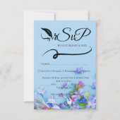 青い春のミニマルな手書きの結婚式の出欠確認カード 出欠カード (正面)