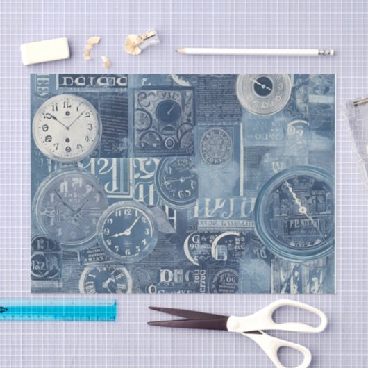 青い時計 薄葉紙 (クラフト)