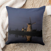 青い時間の装飾用クッションの照らされた風車 クッション (ブランケット)