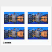 青い時間長方形のシールでハーグのスカイライン 長方形シール (シート)