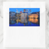 青い時間長方形のシールでハーグのスカイライン 長方形シール (バッグ)