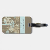 青い暗灰色のアイボリーのタンポポの花の荷物のラベル ラゲッジタグ (裏面横)