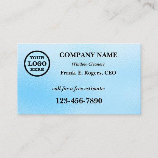 青い曇りガラス窓クリーナー名刺 名刺 (正面)