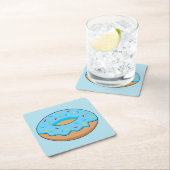 青い曇りドーナツと散水漫画 スクエアペーパーコースター (インサイチュ)