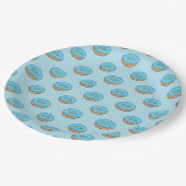 青い曇りドーナツと散水漫画 ペーパープレート (アングル)