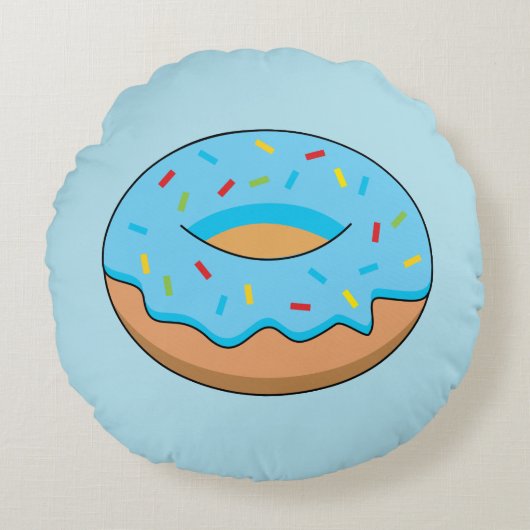 青い曇りドーナツと散水漫画 ラウンドクッション (正面)