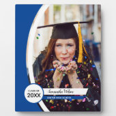 青い曲線のフレーム写真の卒業 フォトプラーク (正面)