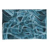 青い曲線のリボン、レリーフ、 浮き彫りでハイライト表示、重なり 枕カバー (正面右)