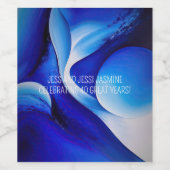 青い曲線の流れ抽象芸術 ワインラベル (シングルラベル)