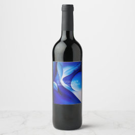 青い曲線の流れ抽象芸術 ワインラベル