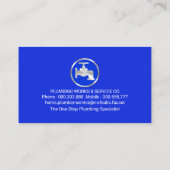 青い曲線の蛇口の配管画層 名刺 (裏面)