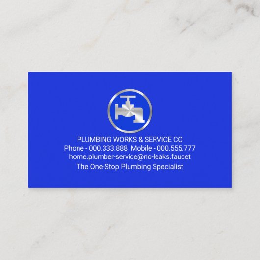 青い曲線の蛇口の配管画層 名刺 (裏面)