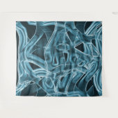 青い曲線の重なり合う帯がハイライト表示されたレリーフ、 浮き彫り タペストリー (正面(横))