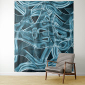 青い曲線の重なり合う帯がハイライト表示されたレリーフ、 浮き彫り タペストリー (インサイチュ)