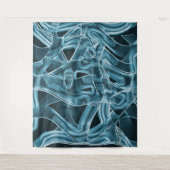 青い曲線の重なり合う帯がハイライト表示されたレリーフ、 浮き彫り タペストリー (正面)