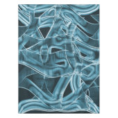 青い曲線の重なり合う帯がハイライト表示されたレリーフ、 浮き彫り テーブルクロス (正面)