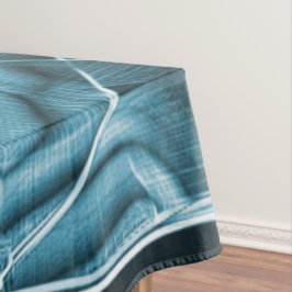 青い曲線の重なり合う帯がハイライト表示されたレリーフ、 浮き彫り テーブルクロス