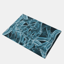 青い曲線の重なり合う帯がハイライト表示されたレリーフ、 浮き彫り ドアマット