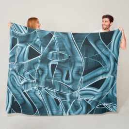 青い曲線の重なり合う帯がハイライト表示されたレリーフ、 浮き彫り フリースブランケット